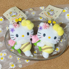 garden little bee series kitty Honey Bee plush toy keychain Cartoon flower kitty cat Soft Stuffed doll bag charm