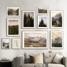 Rustic Mountain Forest Landscape Canvas Prints, Vintage Farmhouse Wall Art