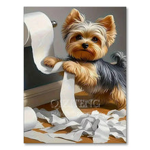 Dog Diamond Painting Cat Toilet Cartoon Diamond Mosaic Animal Full Round/Square Drill Embroidery Funny Bathroom Wall Decor Art