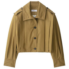 Chaqueta plisada marrón para mujer HXAO, chaqueta bomber corta primavera-verano 2025, abrigos de manga larga con botones, ropa de abrigo, chaquetas de aviador