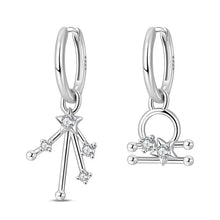 Nuevos pendientes de botón de plata de ley 925, serie de los doce signos del zodiaco con circonitas, joyería de boda para mujer, moda para chicas.