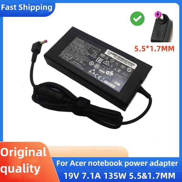 19V 7.1A 135W 5.5*1.7MM Laptop AC Adapter Charger For ACER Aspire V17 Nitro 5 NP515-52 PA-1131-16 ADP-135KB VX5 VN7-792G-59CL