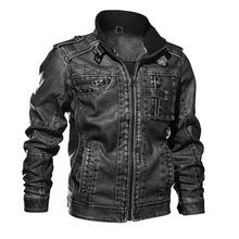 Men's Vintage Faux Leather Biker Jacket with Stand Collar, Sizes XXS to 6XL - image 7