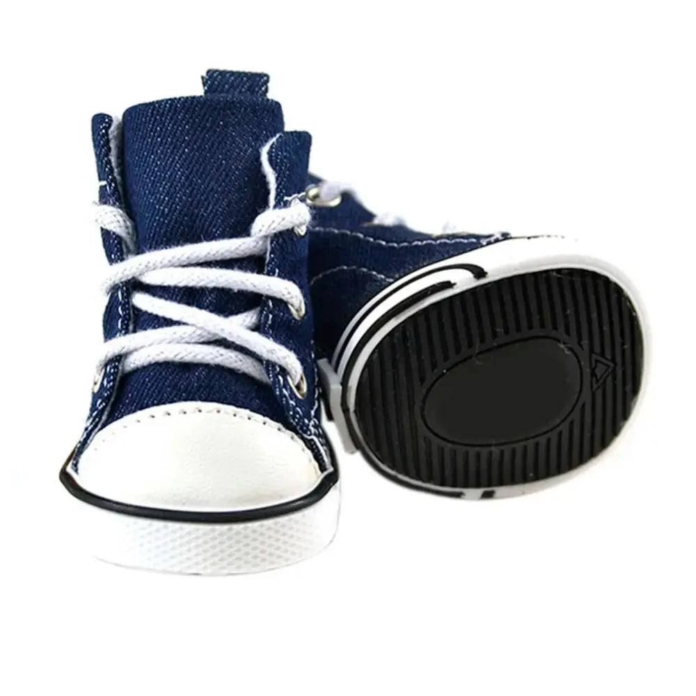High Quality 4PCS/Set Pet Shoes with Adjustable Drawstring Waterproof Puppy Pet Dogs Boots Canvas Dirt-proof Pet Supplies Pets