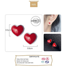 Pendientes de botón Trustdavis Real de plata 925 con diseño de pequeñas huellas de amor rojas, 5 mm x 6 mm, para uso diario, joyería de regalo DS122
