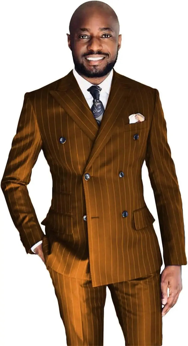 Traje de rayas para hombre de 2 piezas, conjunto de traje cruzado para negocios, casual, boda y fiesta