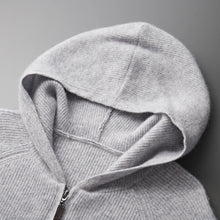 Autumn and Winter 100% Pure Cashmere Cardigan Men's Hoodie Zipper Thick Sweater Loose Plus Size Wool Knitted Sweater Coat