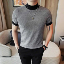 Turtleneck Short Sleeve Sweater Mens Clothing Autumn New Korean Slim Fit Casual Knitted Men's Sweaters Big Size Pull Homme 4XL-M
