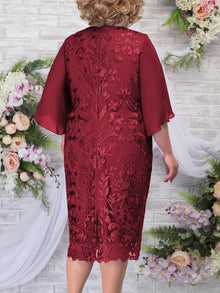 Plus Size Mother Dress Woman Summer Emboridery Floral Wedding Guest Bridesmaid Party Dresses Slim Curvy Women Clothing