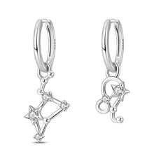 Nuevos pendientes de botón de plata de ley 925, serie de los doce signos del zodiaco con circonitas, joyería de boda para mujer, moda para chicas.