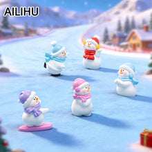 Christmas Decorations Skiing Snowman Figurines Mini Winter Snowman Ornaments DIY Micro Landscape Snow Scene Decor Xmas Gift