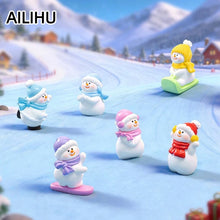 Christmas Decorations Skiing Snowman Figurines Mini Winter Snowman Ornaments DIY Micro Landscape Snow Scene Decor Xmas Gift
