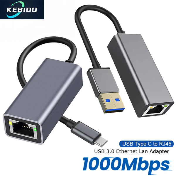 Adaptador Ethernet Gigabit USB tipo C con cable, 1000 Mbps, tarjeta de red USB 3.0 RJ45 para MacBook, PC, Windows, Android, cable de Internet USB LAN