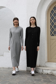 AP SS26 Women Rib Maxi Dress Comfortable Long Sleeve Lady Clothing Elegant