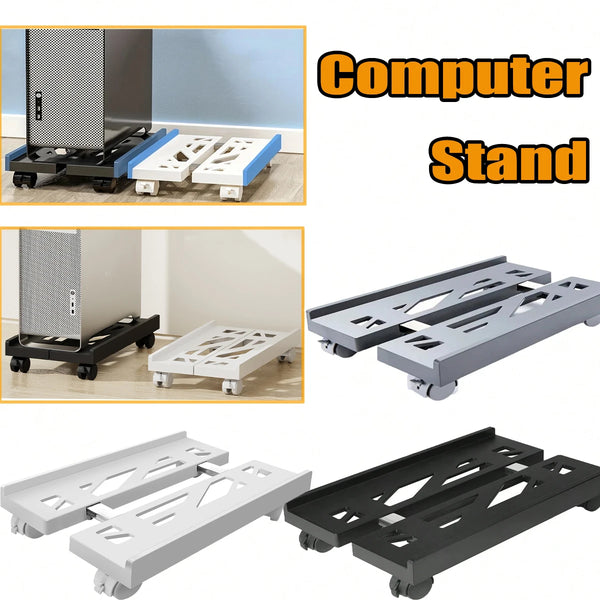 Soporte móvil ajustable para CPU, base resistente para torre de PC con 4 ruedas giratorias, soporte ventilado para CPU bajo escritorio, carrito de suelo para PC