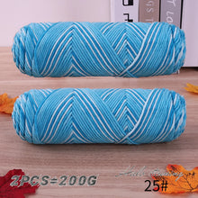 2 PCs Colorful 5-strand Dyed Milk Cotton Baby Sweater Yarn Self Woven Scarf Medium Thick Handmade DIY Woven Crochet Material Bag