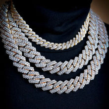 Collar cubano de eslabones con diamantes de imitación AAA estilo "Iced Out", cadena cubana de cristales de 2 filas para hombre, joyería hip hop de 13/14/20MM