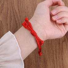 Lucky Red String Braided Bracelet, Adjustable Handwoven Knot Wristband - image 4