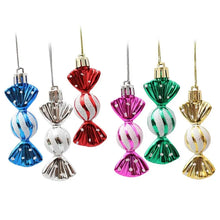 Christmas tree decorations, snowmen, faceless Santa Claus, candy sticks, colorful balls, small houses, Christmas atmosphere deco