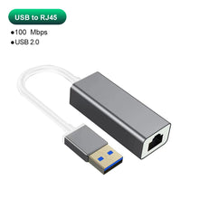 Type C To RJ45 Ethernet Adapter 2500Mbps USB 3.0 RJ45 Network Card 100/1000/2500Mbps Lan Internet Cable For MacBook Laptop PC