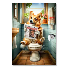 Dog Diamond Painting Cat Toilet Cartoon Diamond Mosaic Animal Full Round/Square Drill Embroidery Funny Bathroom Wall Decor Art