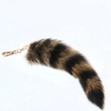 25cm Cute Fox-Racoon Tail Keychain Fur Pendant Key-Chain Bags Charm Keys-Holder Couple Keyrings for Backpack Car Decoration