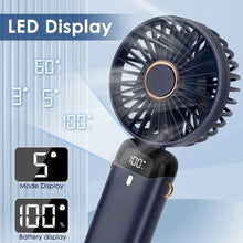 5000mAh Handheld Mini Fan Wireless USB Rechargeable Portable Digital Display Phone Holder Fan 5 Speed Foldable Neck Hanging Fans
