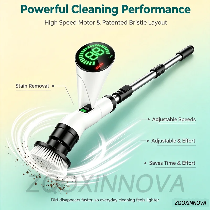 Electric Spin Scrubber, Bathroom Cordless Cleaning Brush Power Scrubber with  Replaceable Brush Heads, Electric Cleaning Brush