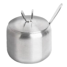 Useful Stainless Steel Sugar Bowl Gold Silver Large Capacity Seasoning Pot with Spoon Lid Durable Storage Jar Home