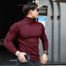 Nuevos suéteres de cuello alto para hombre, de punto a rayas, estilo urbano, abrigados, de manga larga, color sólido, estilo básico, tops casuales