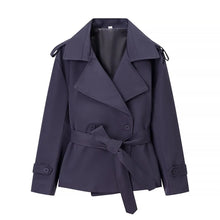 Aliexpress's Best-selling Cross-border European and American Style Women's Solid-color Belted Short Jacket Trench Coat Fashion