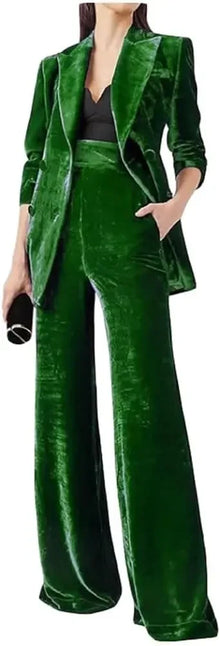 Traje de terciopelo de doble botonadura para mujer, conjunto de 2 piezas para reuniones de negocios y oficina, banquetes de boda, cenas y bailes