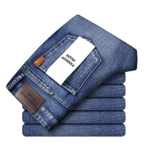 Pantalones vaqueros clásicos para hombre, colección primavera-otoño 2026, estilo casual de negocios, corte recto, mezclilla elástica azul, pantalones elegantes para hombre
