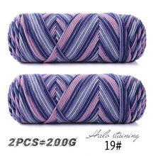 2 PCs Colorful 5-strand Dyed Milk Cotton Baby Sweater Yarn Self Woven Scarf Medium Thick Handmade DIY Woven Crochet Material Bag