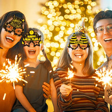 16/8pcs Happy New Year Paper Glasses 2026 Eyeglasses Frame Photo Booth Props New Year's Eve Christmas Party Decor Supplies