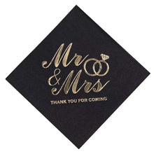 100PCS Mr&Mrs Wedding Paper Napkins Disposable 3-PLY 10inch Bronzing Cocktail Beverage Dessert Napkins for Wedding Anniversary