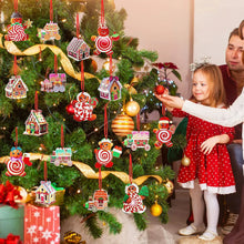 Christmas House Ornament Wooden Decorations Christmas Tree Hanging Ornaments Xmas Painted Wood Pendants for Holiday Decor