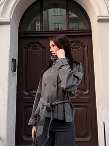 2026 Spring Women's Solid Lace Up Trench Coat Stand Collar Double Breasted Jacket Stylish New Lady Long Sleeve Outerwear Street