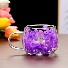 Dried Flower Double-layer Glass Coffee Cup,Simple Thick Cup Mouth Anti Scalding Milk Cup,Environmentally Friendly Heat-resistant