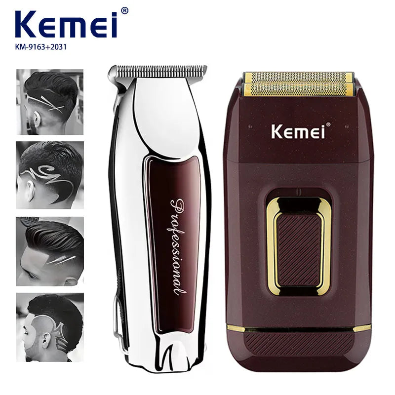 Kemei Portable Hair Clipper USB Charging Rechargeable Electric Shaver Beard Trimmer Hair Cutting Machine Kit KM-9163 KM-2031