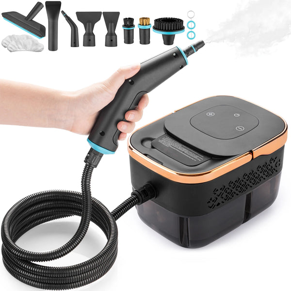 Portable Steam Cleaner, 15s Rapid Heating 105℃ temperature, 1350ml water tank, for Car/Home/Tile/Furniture + 10 Accessories