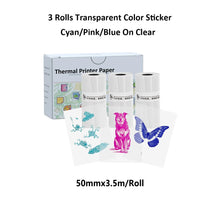 3PCS Holographic Laser Thermal Stickers Colorful Transparent Self-Adhesive Labels,Suitable for Mini Portable Printer, 57mm X 2.5