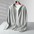 Abrigo de punto con capucha y cremallera para hombre, jersey grueso de 100% lana merina, cárdigan de manga larga para otoño e invierno, ropa de hombre