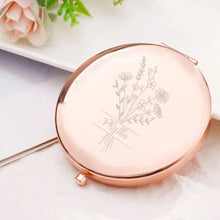 1pc Creative cute flower Personalized Text Laser engraving Pocket Mirror Wedding Party Gifts