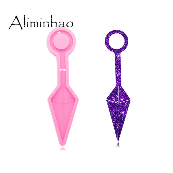 DY0907 Glossy 7.4inch Kunai Knife Earring Molds , Resin Crafting Mold Defense Tools , Silicon Mould for Epoxy Jewellery Making