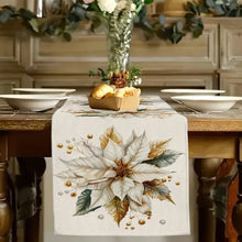 1 Piece of Retro Gold Leaf Floral Table Runner, Light Background Painted with Beige Flowers, Golden Brown Leaves and Decorative Fruits, Suitable for Retro Restaurants, Art Tea Parties, Classy B&Bs, Holiday Parties, Home Soft