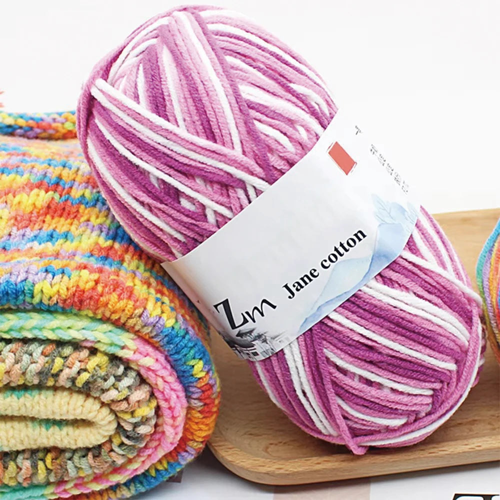 50g/PC Double Knitting Crochet Milk Soft Warm Wool Yarn Hand Knitted Colourful Fancy Yarn DIY Craft Knit Sweater Scarf Hat