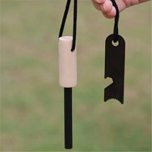 New Wilderness Survival Portable Flint Kit - Magnesium Fire Starter Stick with Wooden Handle for Camping Outdoor Equipment Tool