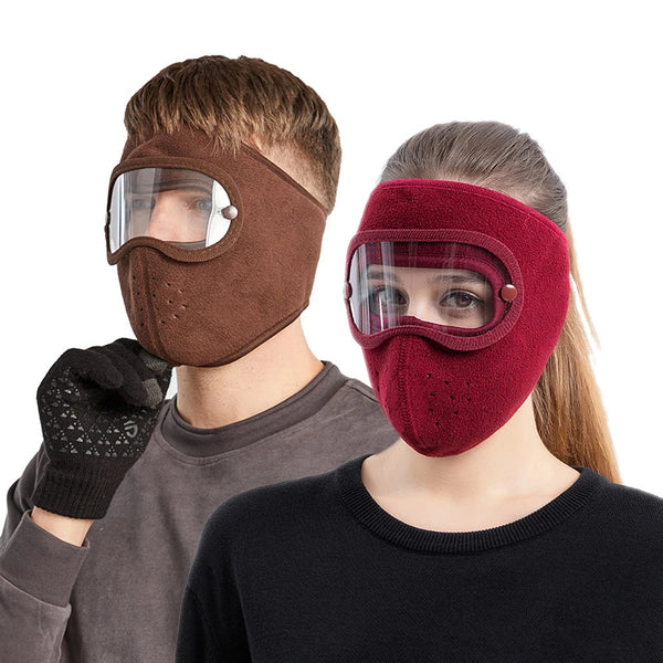 Máscara facial completa a prueba de viento y polvo para ciclismo y esquí, transpirable, con protección ocular, gafas antivaho de alta definición y capucha.