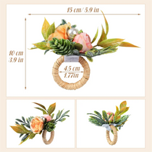 Napkin Rings, Set of 6 Flower Napkin Holders with Pearl Dinner Tables Rings for Wedding, Party, Christmas, Holiday
